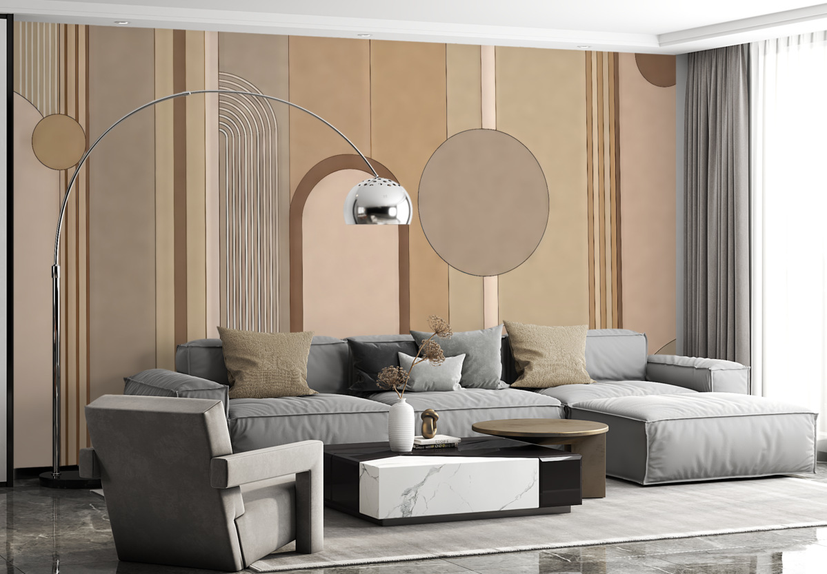 Fototapeta Abstrakcyjny geometryczny motyw w subtelnych tonach.