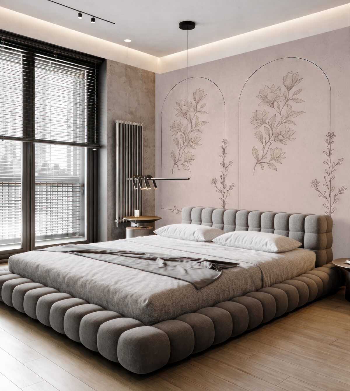 Fototapeta Szykowne roślinne zarysy w subtelnych kolorach.