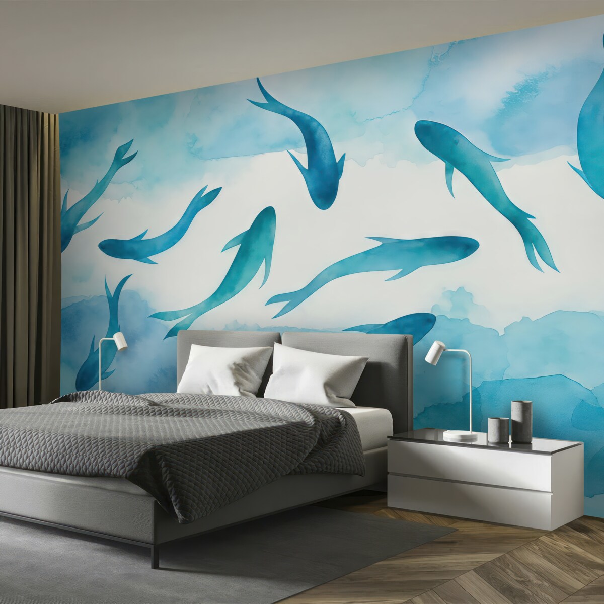 Fototapeta Pływanie w cichych, niebieskich wodach.