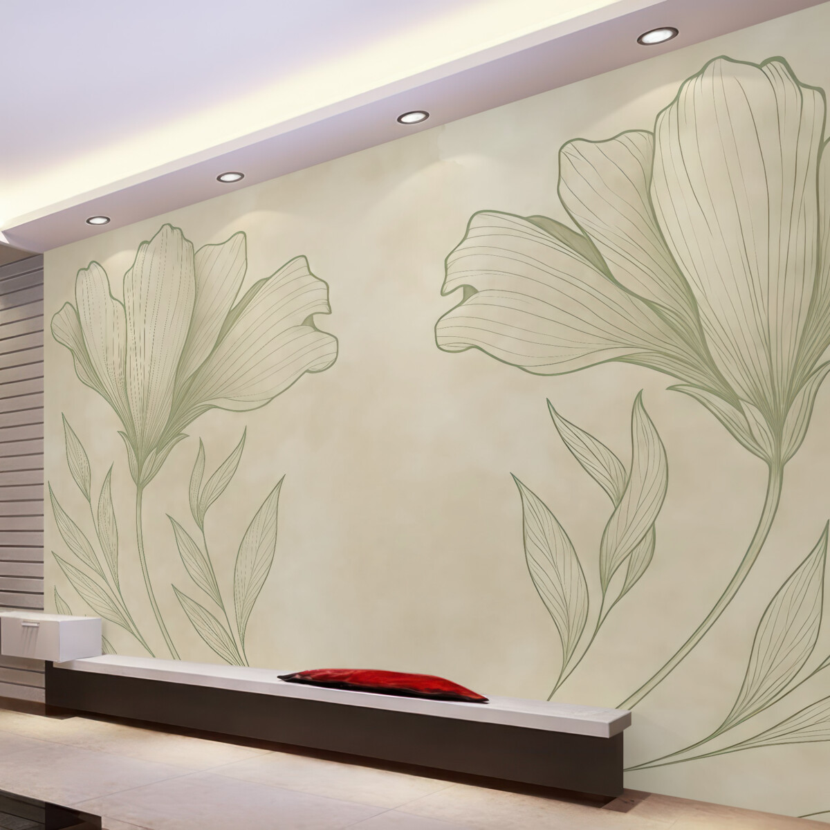 Fototapeta Kwiaty w stylu vintage. Liście z epoki. Tło z wiekowego papieru.