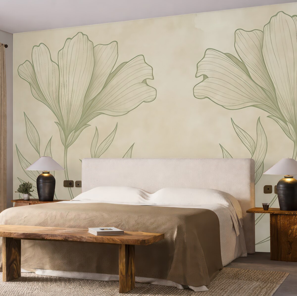 Fototapeta Kwiaty w stylu vintage. Liście z epoki. Tło z wiekowego papieru.