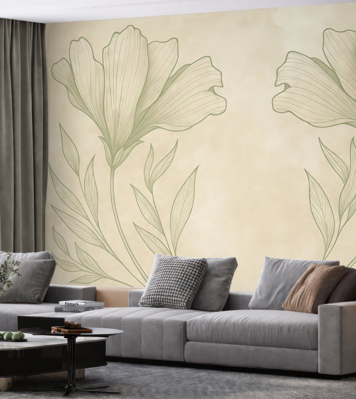 Fototapeta Kwiaty w stylu vintage. Liście z epoki. Tło z wiekowego papieru.