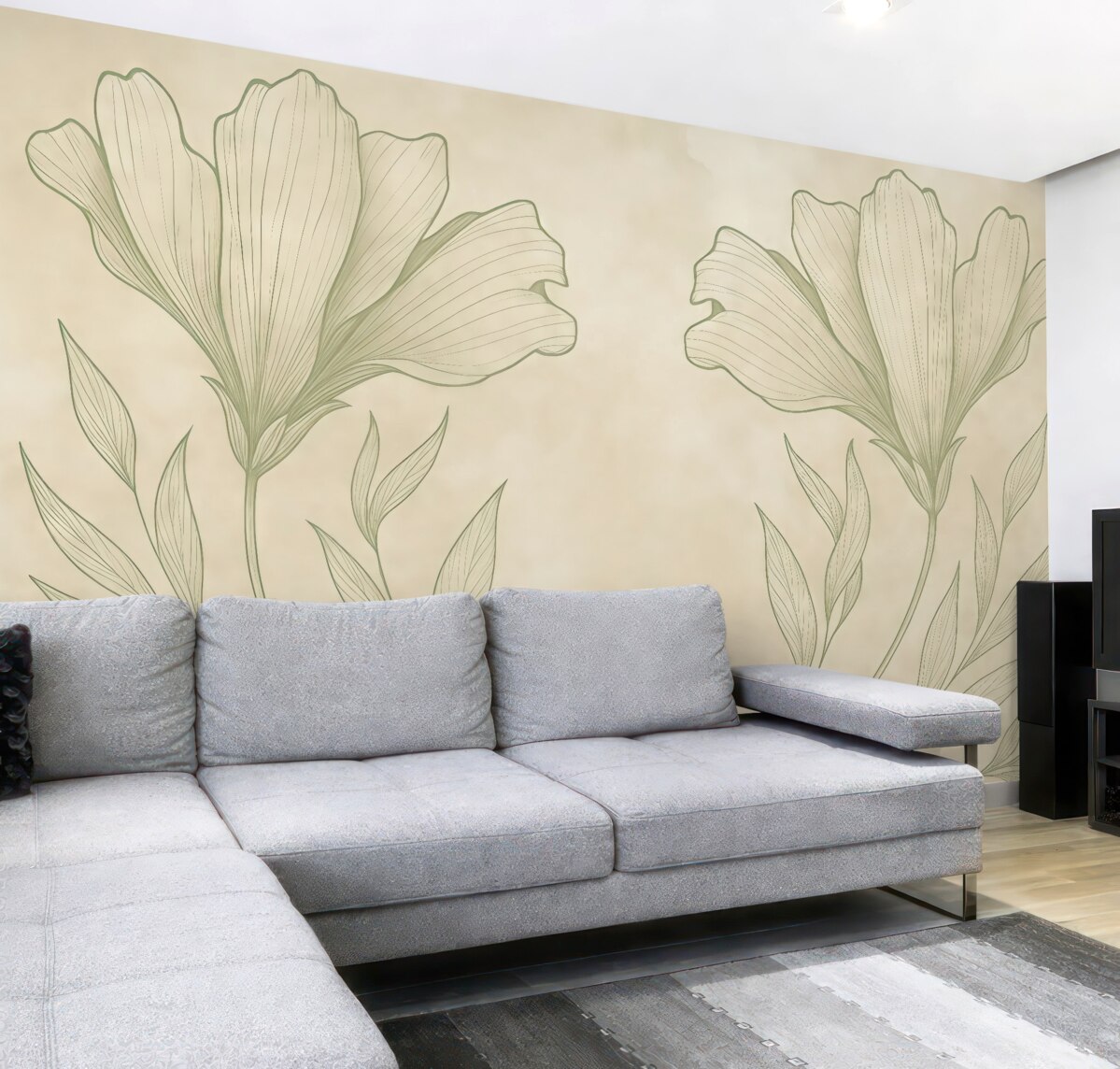 Fototapeta Kwiaty w stylu vintage. Liście z epoki. Tło z wiekowego papieru.