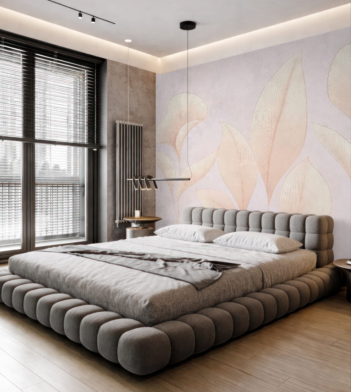 Fototapeta Subtelne liście na gładkim tle.