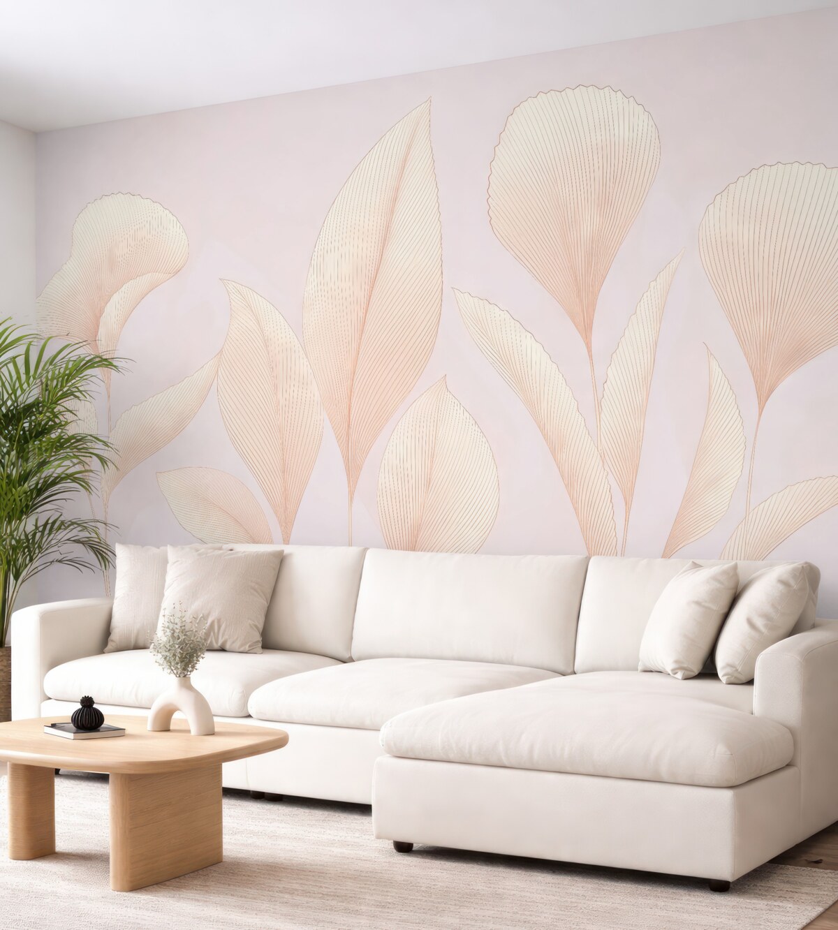 Fototapeta Subtelne liście na gładkim tle.