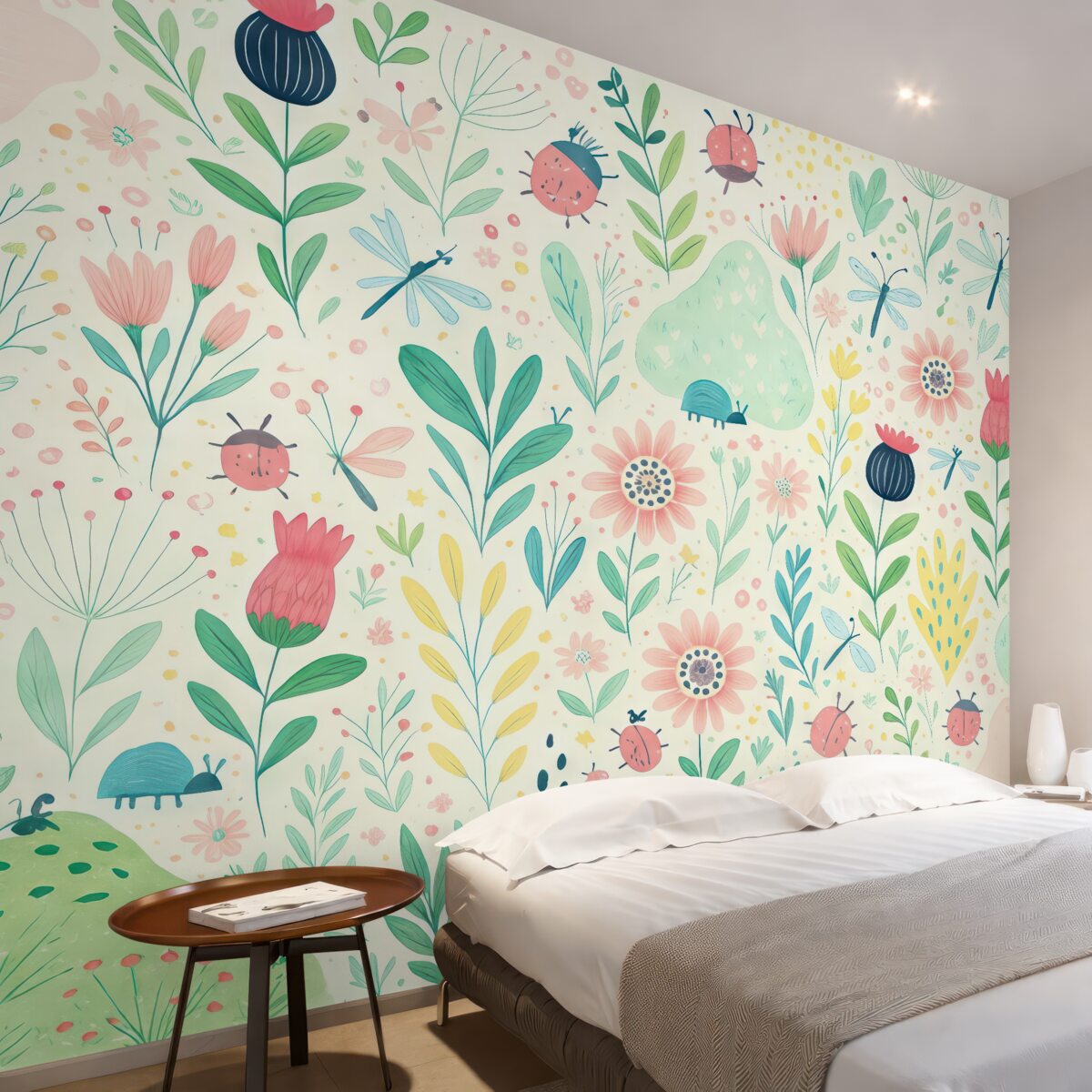 Fototapeta Rośliny, motyle, libelle, chrabąszcze, pokój dla dzieci.