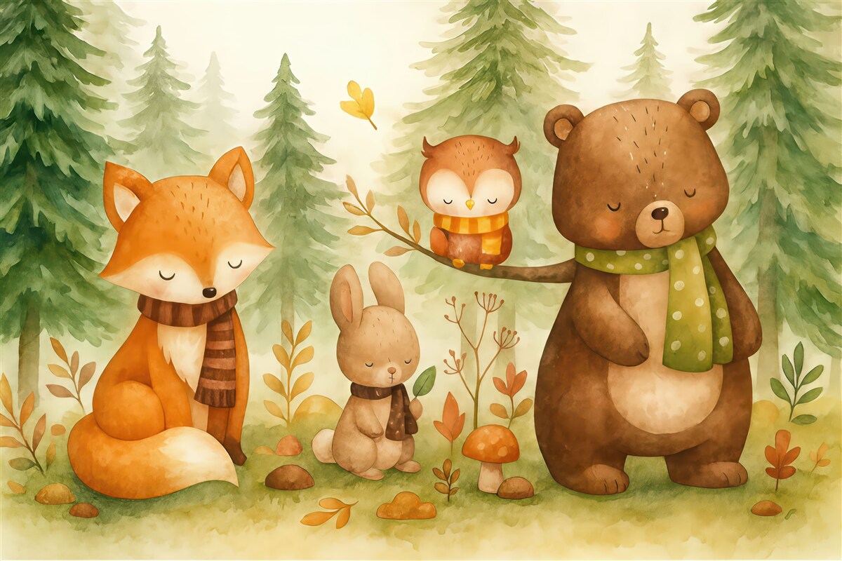 Fototapeta Wodna kolorystyka zwierząt w lesie.