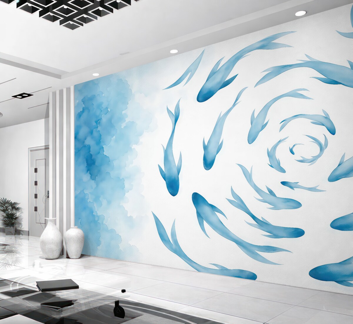 Fototapeta Kręcące się ryby w cichych wodach.