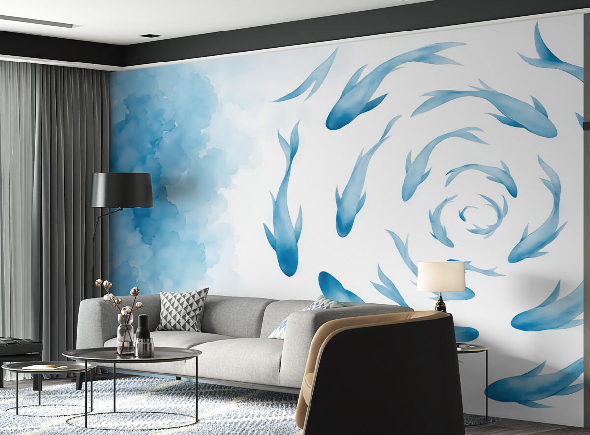 Fototapeta Kręcące się ryby w cichych wodach.