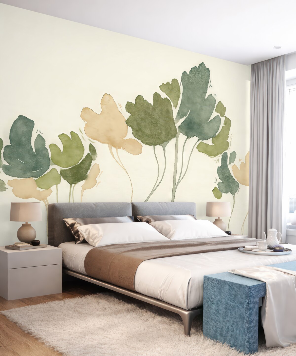 Fototapeta Akrylowe abstrakcyjne kwiaty, motyw kwiatowy, ruchy pędzla, różowy oraz zielony.