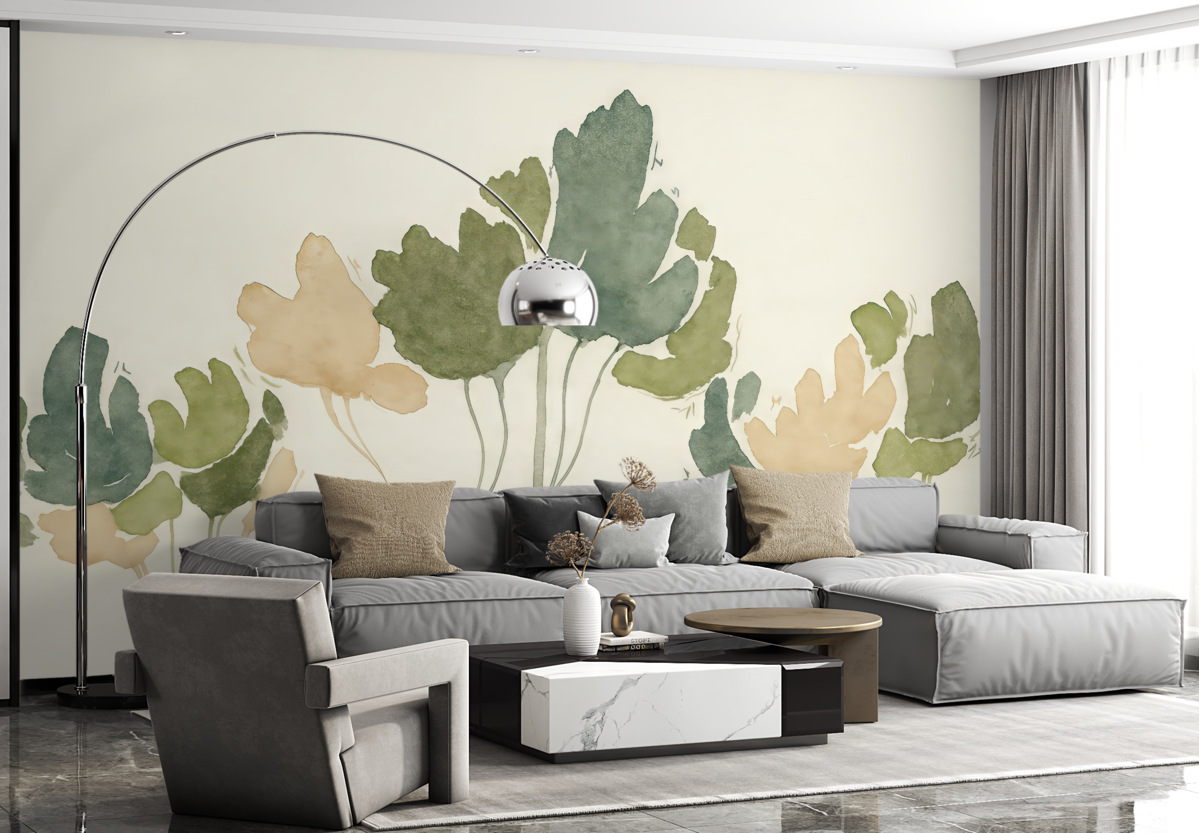 Fototapeta Akrylowe abstrakcyjne kwiaty, motyw kwiatowy, ruchy pędzla, różowy oraz zielony.