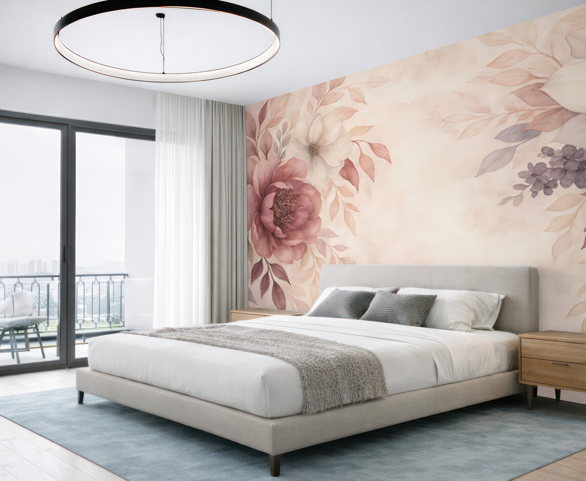 Fototapeta Kwiaty są duże, kwiaty mają różowy odcień, subtelny, różowy kolor.