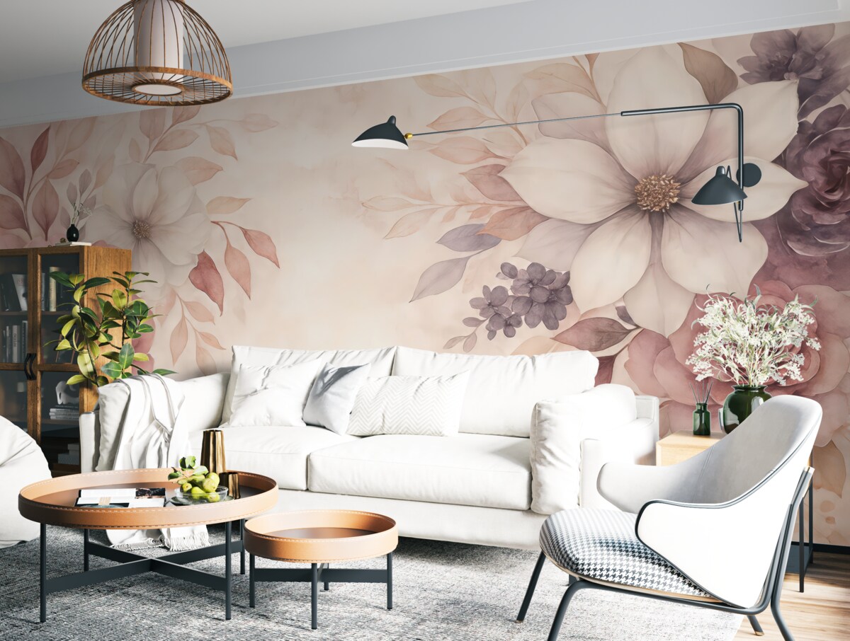 Fototapeta Kwiaty są duże, kwiaty mają różowy odcień, subtelny, różowy kolor.