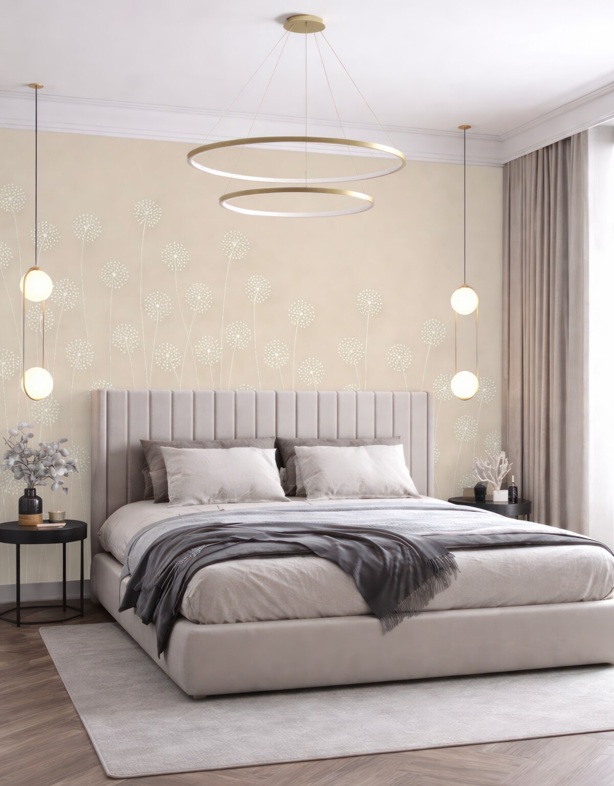 Fototapeta Pole mniszka lekarskiego w odcieniu beżowym.