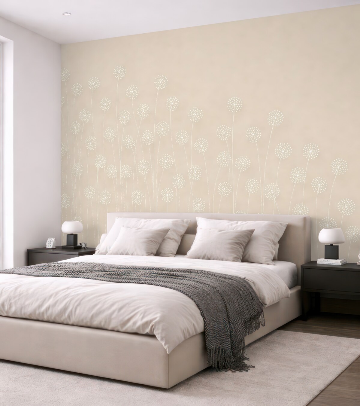 Fototapeta Pole mniszka lekarskiego w odcieniu beżowym.