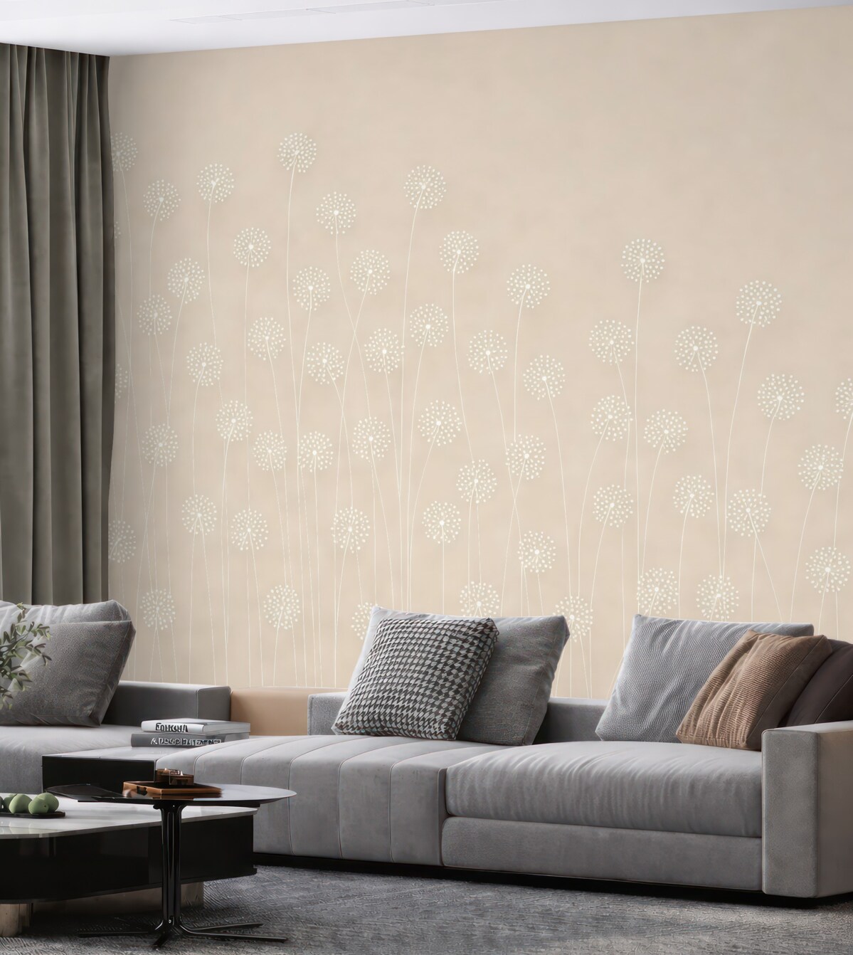 Fototapeta Pole mniszka lekarskiego w odcieniu beżowym.