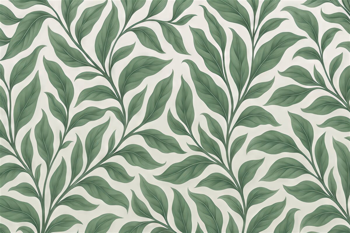 Fototapeta Gałąź z liśćmi w kolorze zielonym.