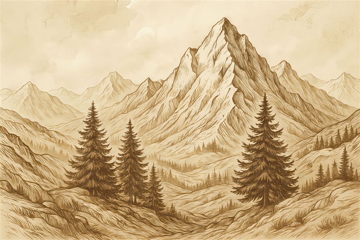 Fototapeta Góry na dawnym tle papieru.