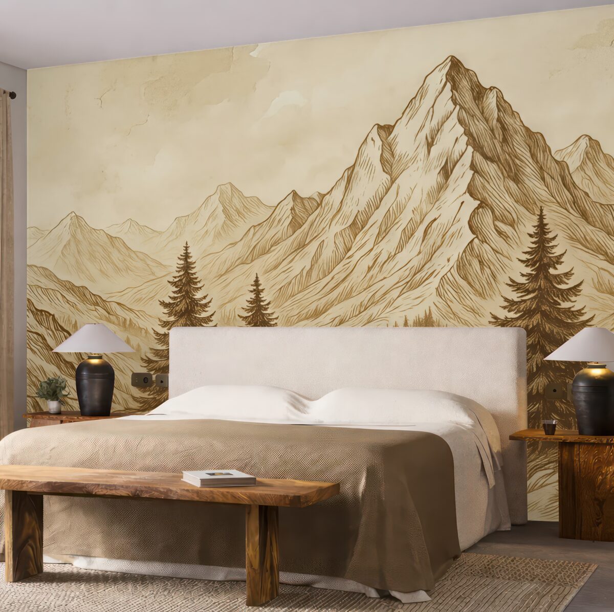 Fototapeta Góry na dawnym tle papieru.