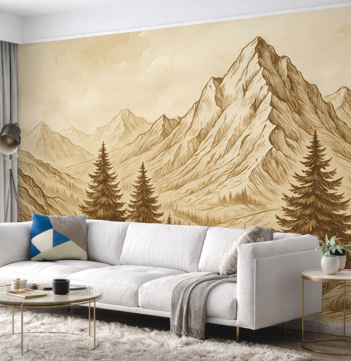 Fototapeta Góry na dawnym tle papieru.