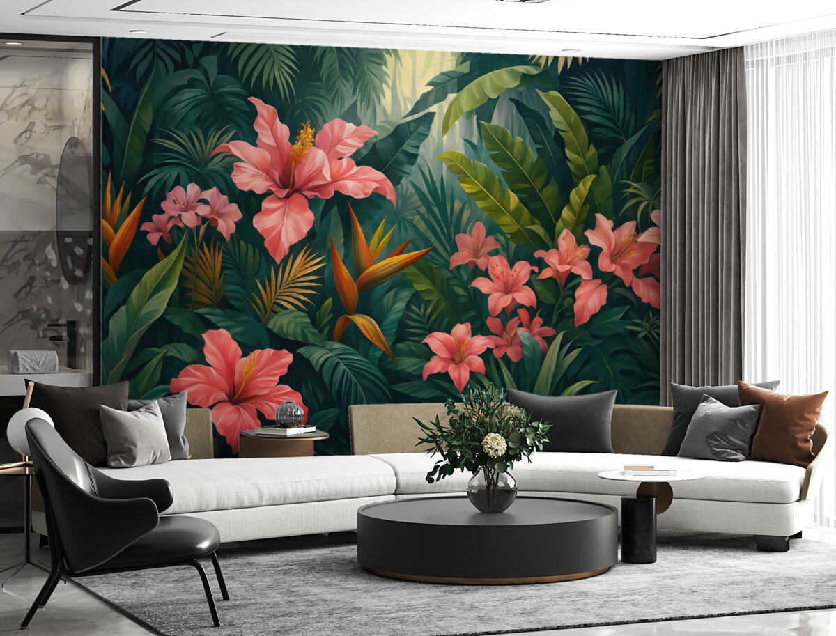 Fototapeta Egzotyczne rośliny w lesie.