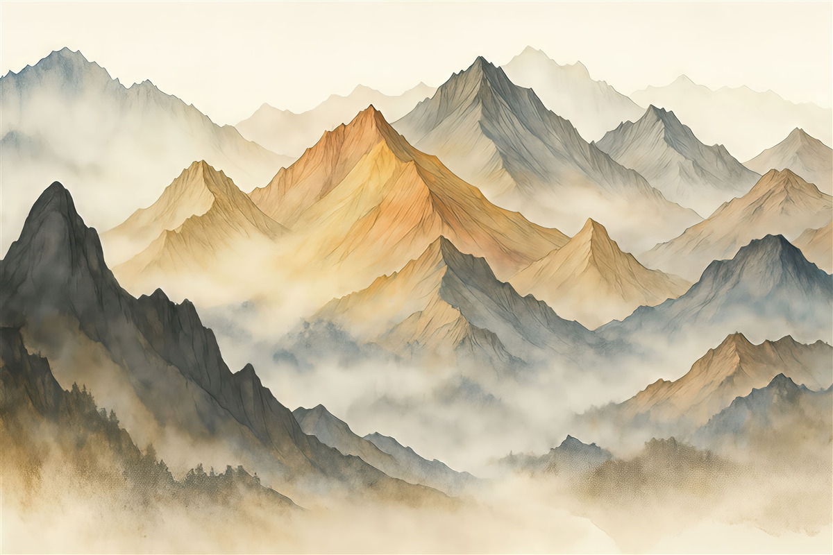 Fototapeta Abstrakcyjne górskie akwarele.