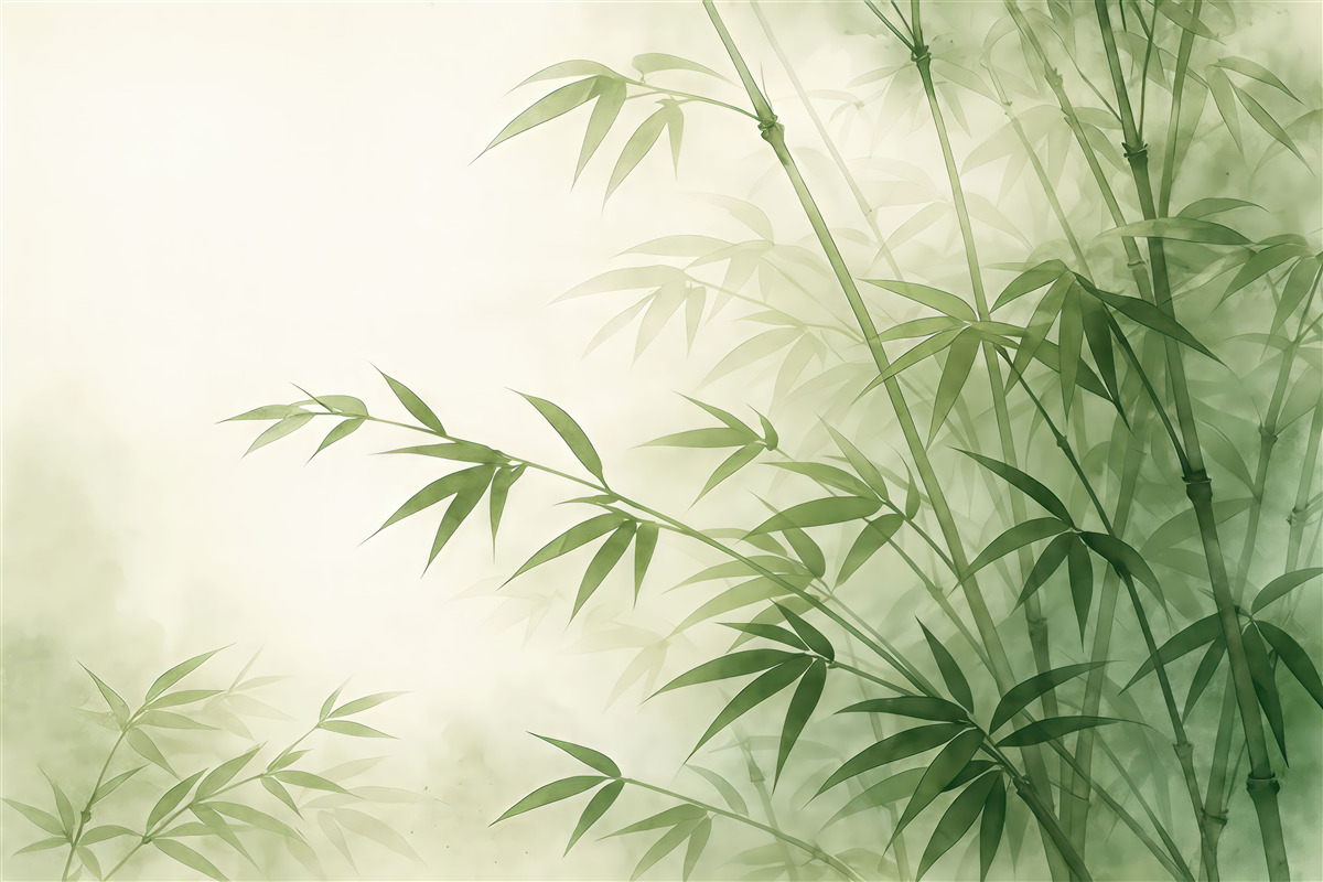 Fototapeta Gałęzie z zielonymi liśćmi w akwareli.