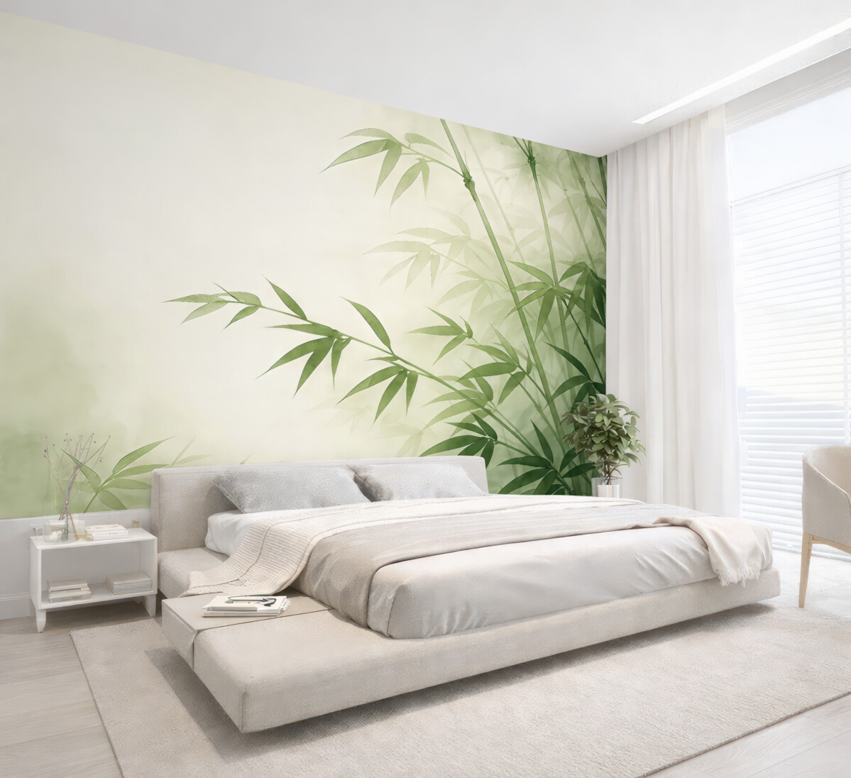 Fototapeta Gałęzie z zielonymi liśćmi w akwareli.