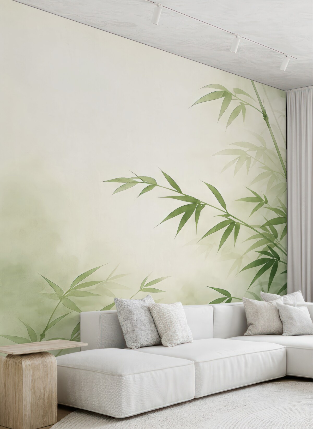 Fototapeta Gałęzie z zielonymi liśćmi w akwareli.