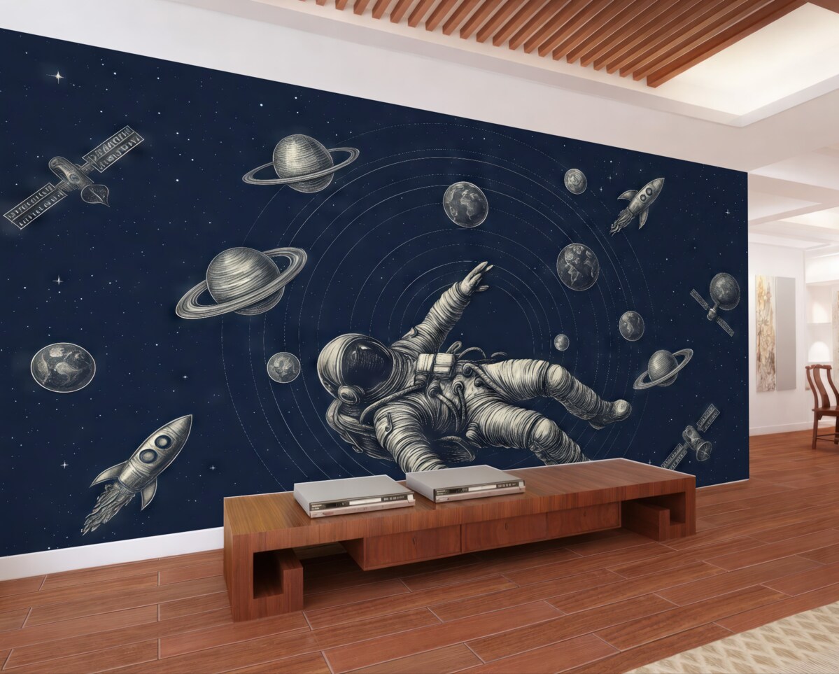 Fototapeta Astronauta badający ogromny wszechświat.