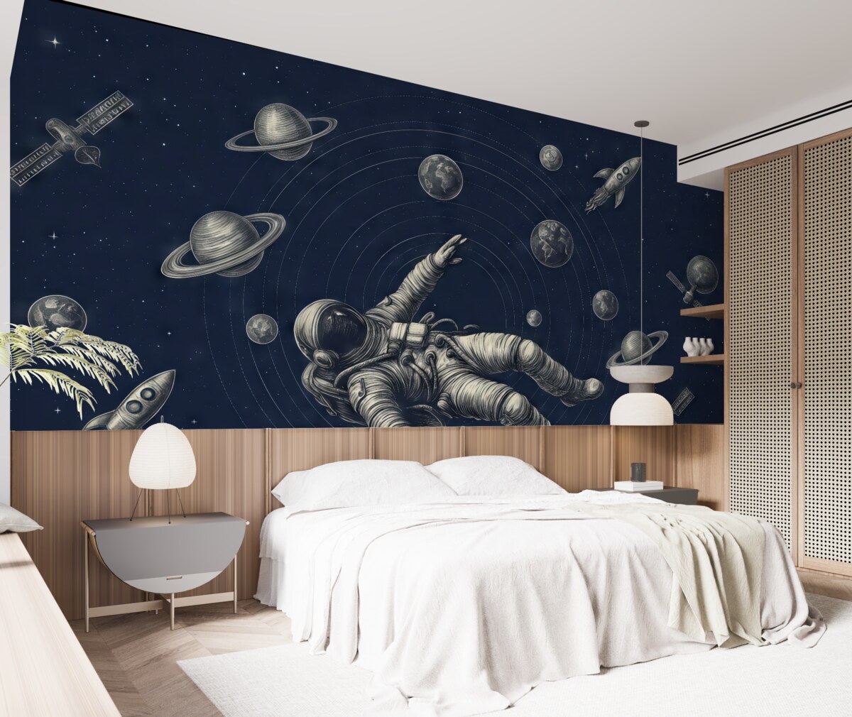 Fototapeta Astronauta badający ogromny wszechświat.