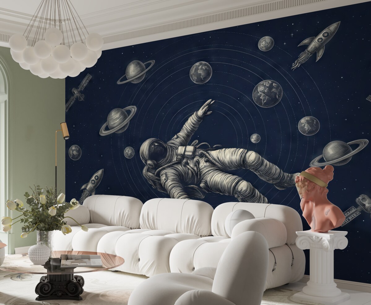 Fototapeta Astronauta badający ogromny wszechświat.