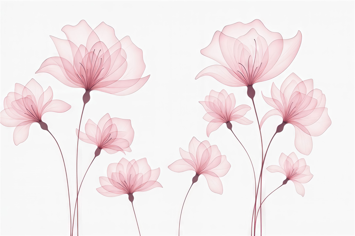 Fototapeta Subtelne różowe kwiaty w akwareli.