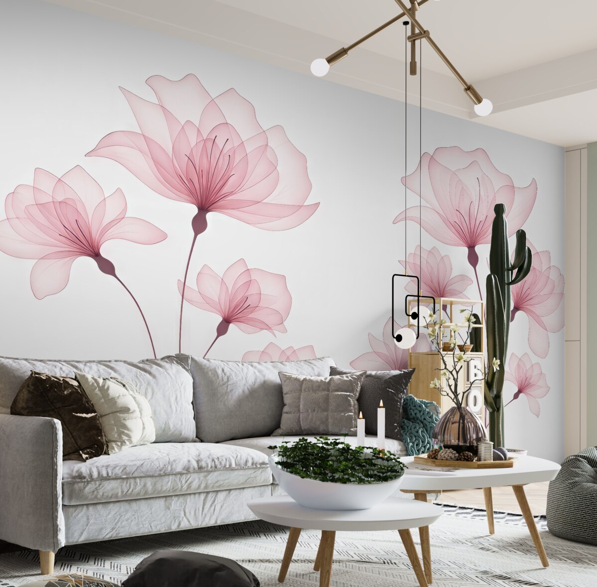 Fototapeta Subtelne różowe kwiaty w akwareli.