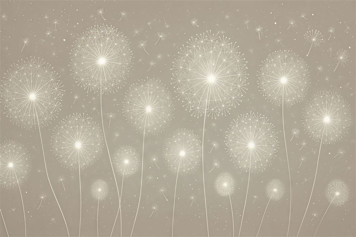 Fototapeta Mniszki na jasnobeżowym tle.