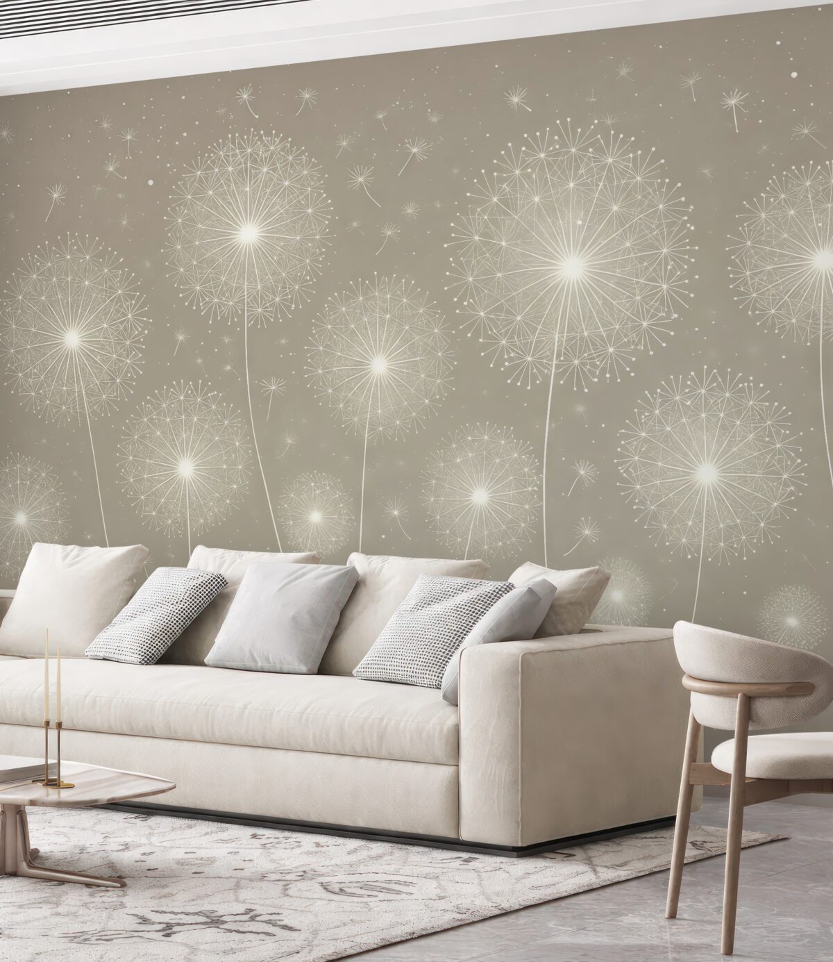 Fototapeta Mniszki na jasnobeżowym tle.