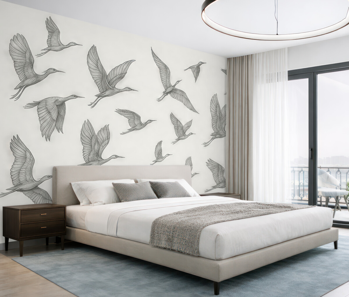 Fototapeta Wytworne ptaki unoszące się w powietrzu.