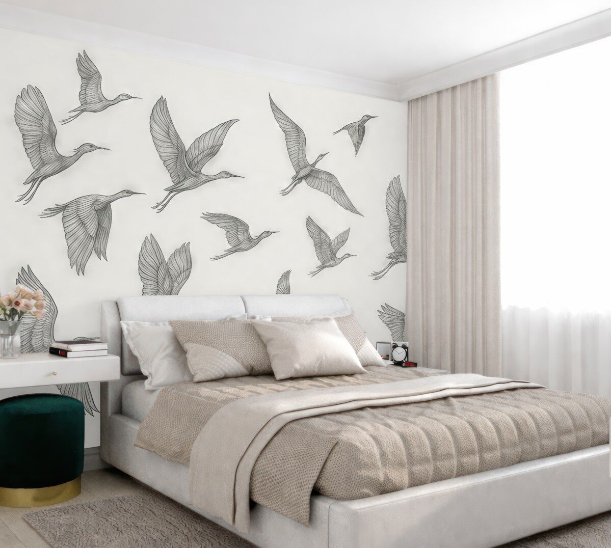 Fototapeta Wytworne ptaki unoszące się w powietrzu.