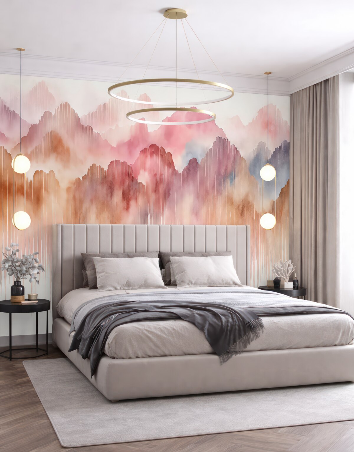 Fototapeta Barwna akwarela, akwarelowe szczyty, abstrakcyjność.