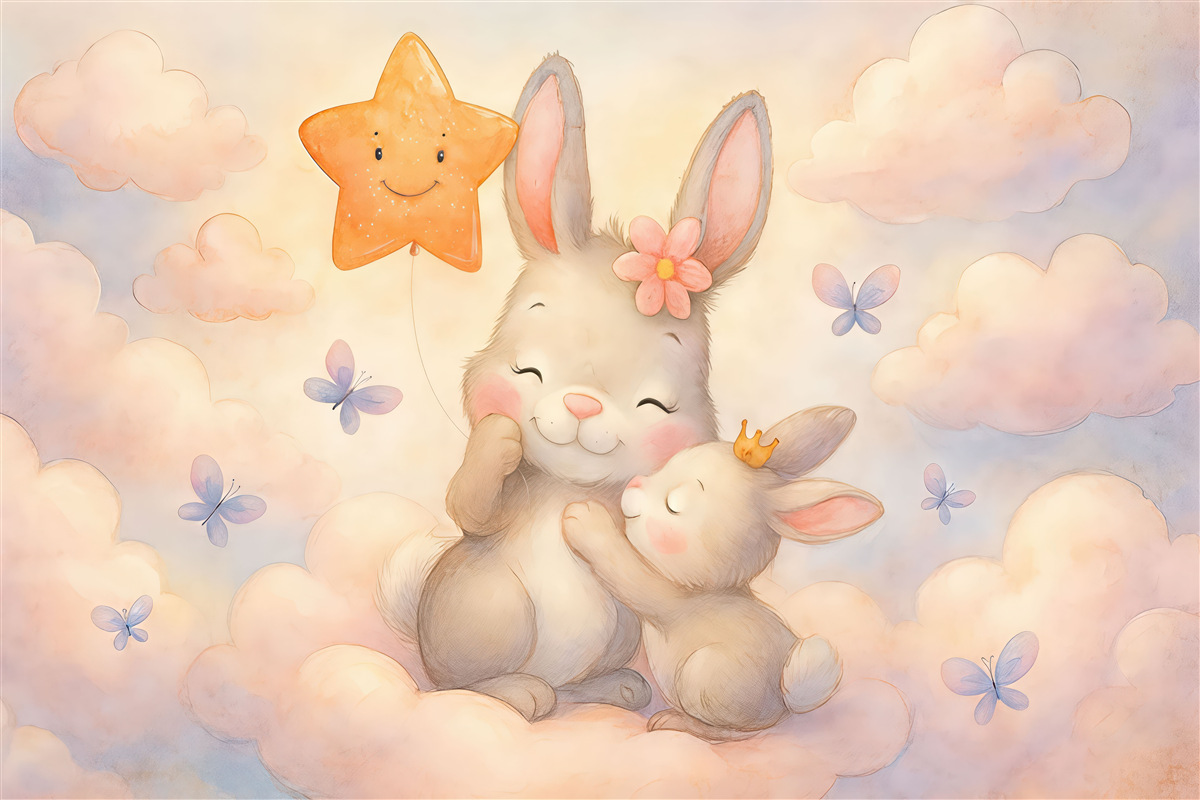 Fototapeta Króliczki z balonikiem.