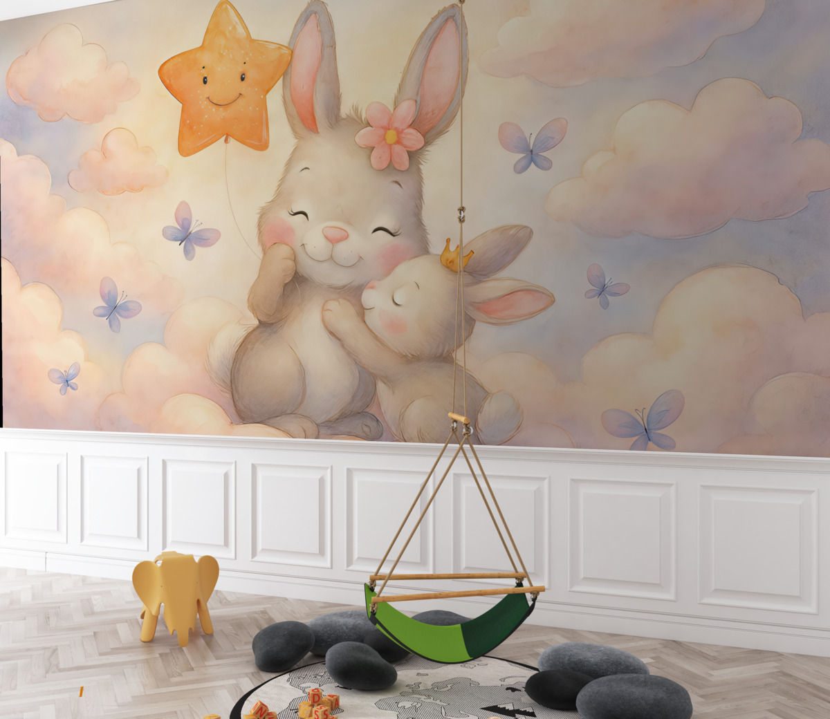 Fototapeta Króliczki z balonikiem.