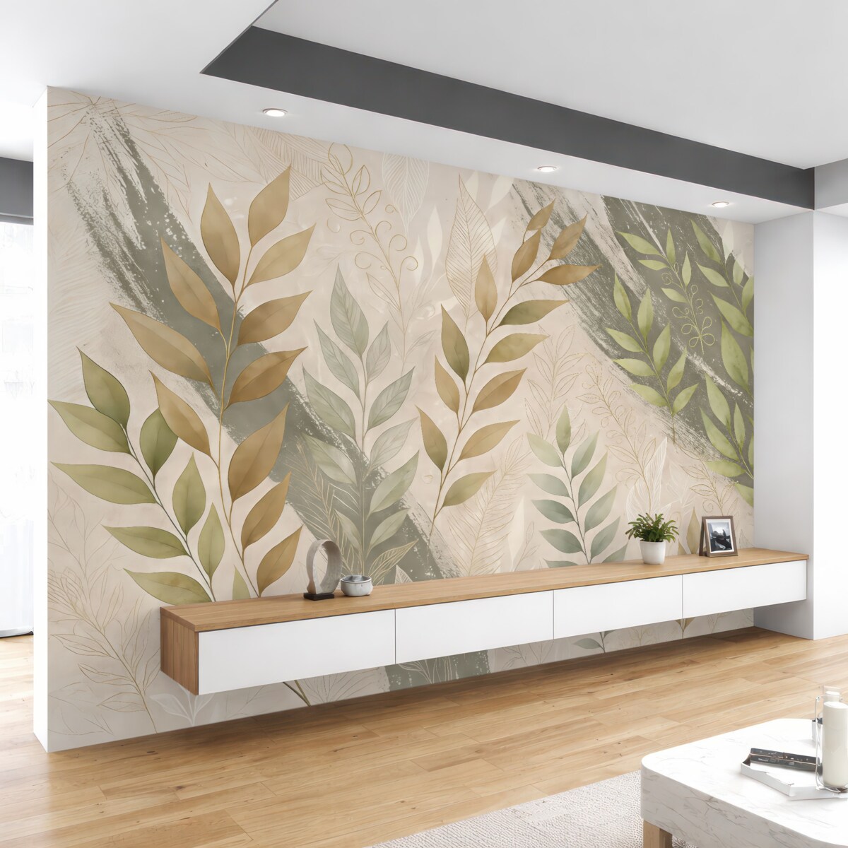 Fototapeta Zielone liście w klimacie grunge.