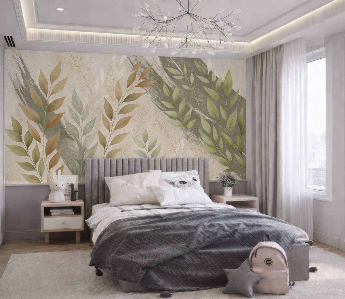 Fototapeta Zielone liście w klimacie grunge.