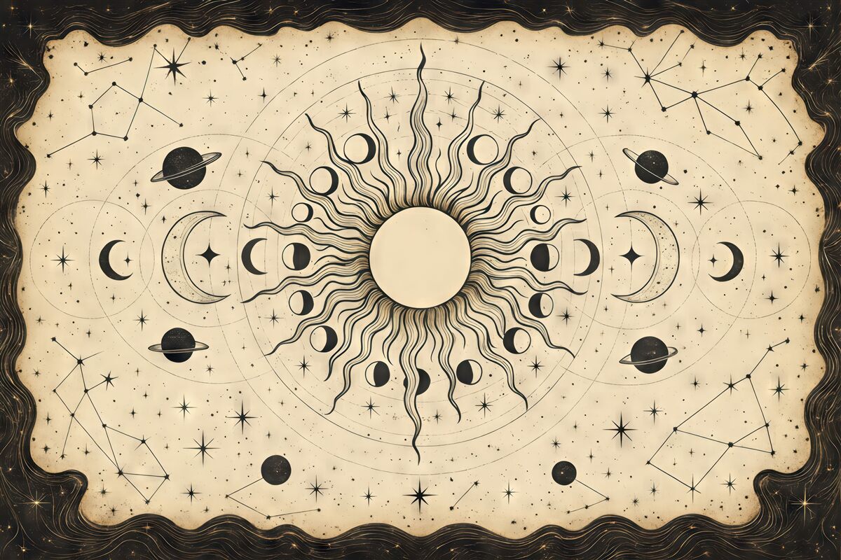 Fototapeta Kosmiczne wzory słońca oraz księżyca.