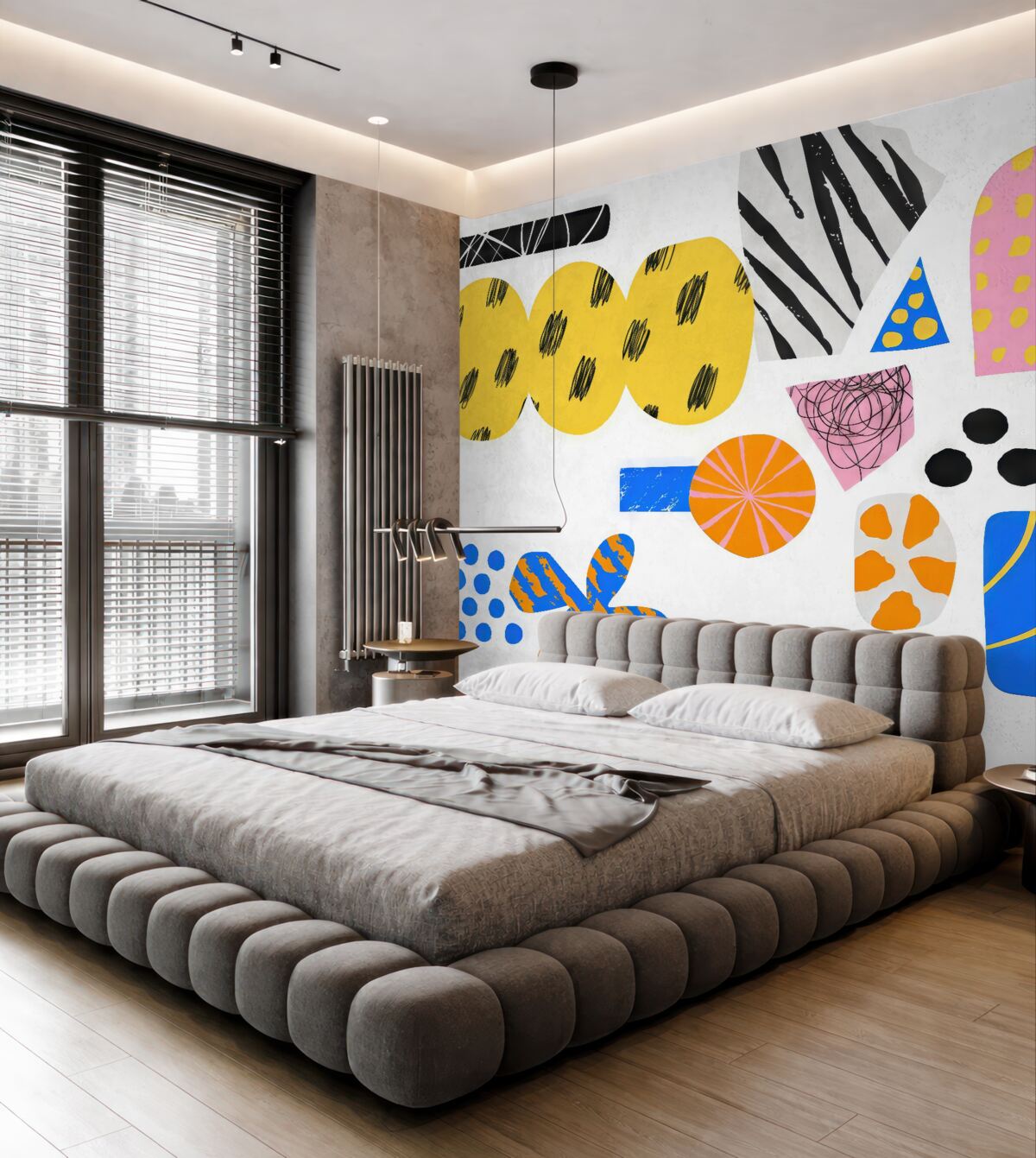 Fototapeta Kolorowe, abstrakcyjne formy i motywy oraz rozmaite elementy o fakturze nowoczesna sztuka abstrakcyjna.