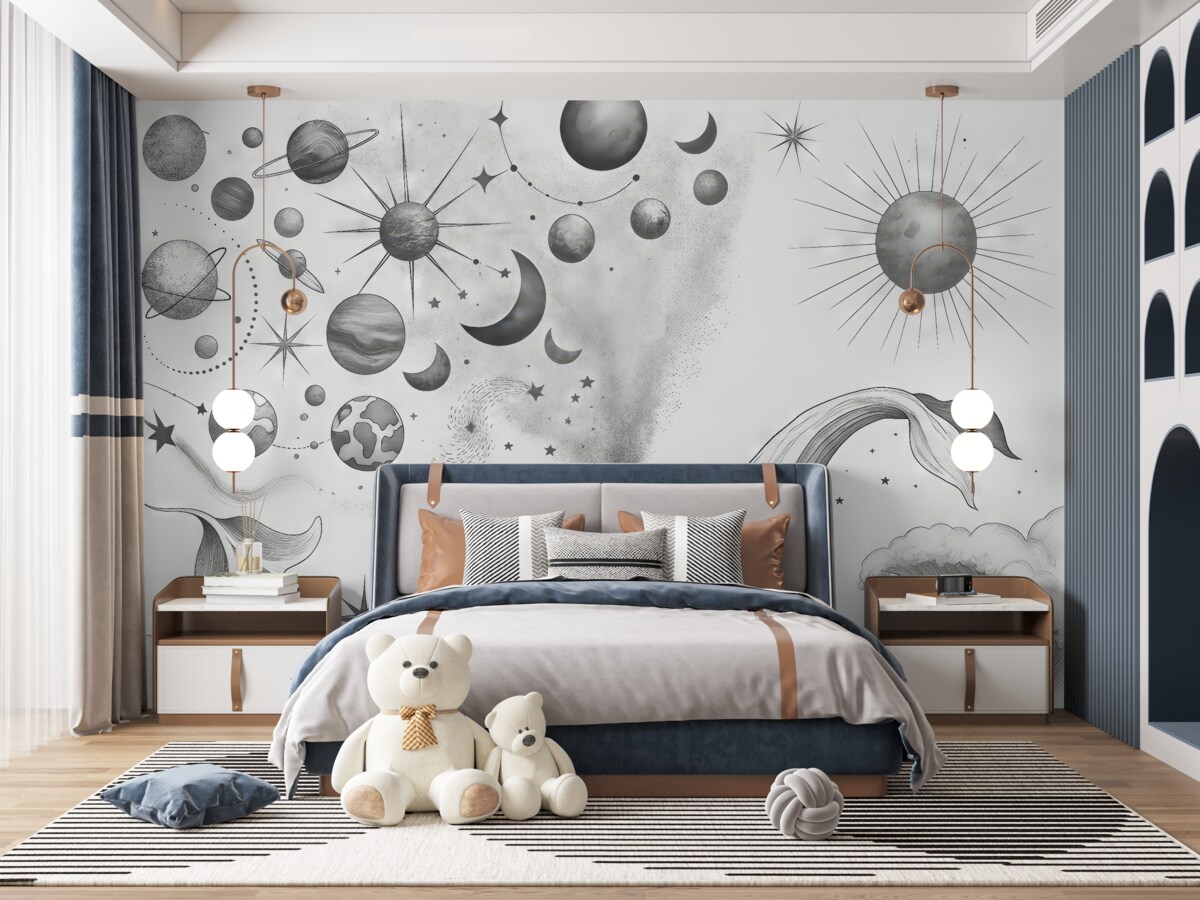 Fototapeta Wieloryb unoszący się przez kosmiczne cuda.