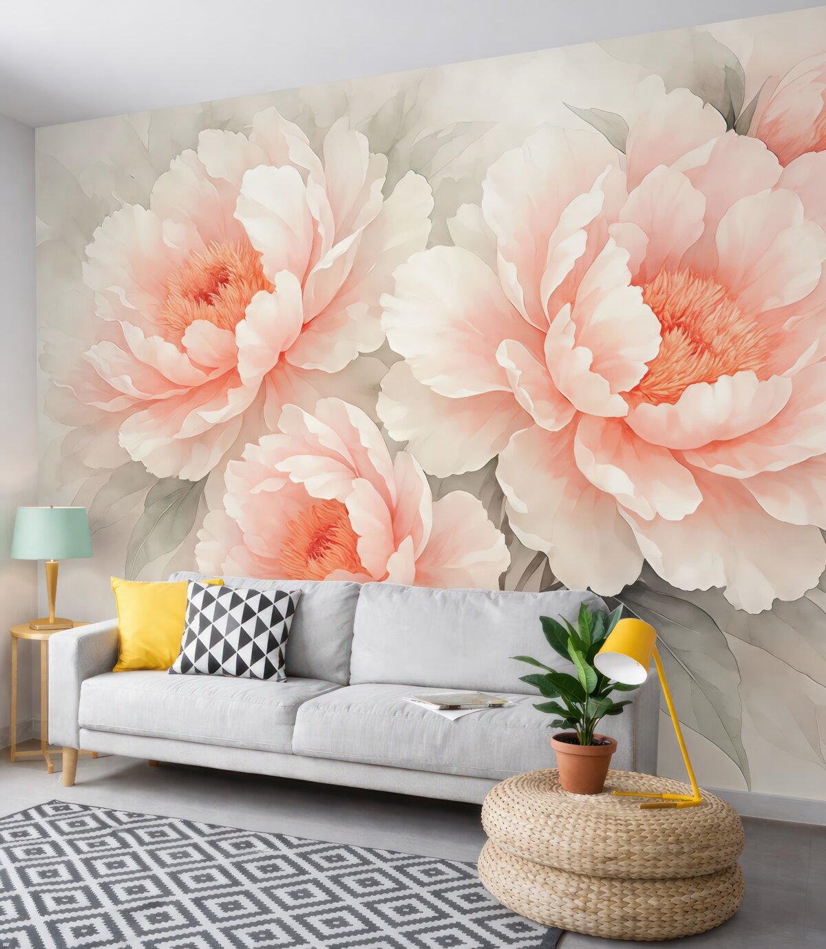 Fototapeta Kwiaty są spore, subtelnie różowe.