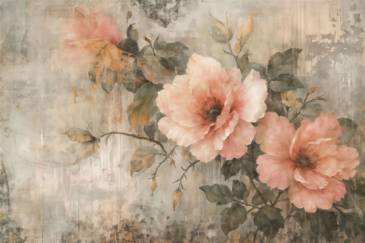 Fototapeta Zniszczone różowe kwiaty z przebarwieniami.