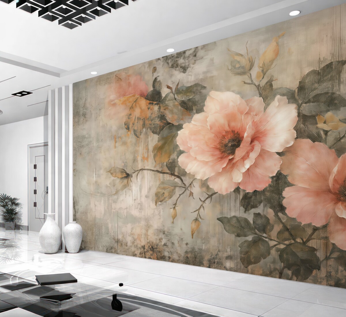 Fototapeta Zniszczone różowe kwiaty z przebarwieniami.