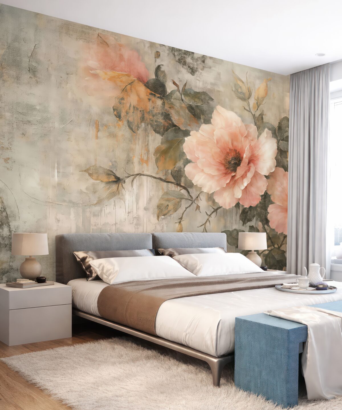 Fototapeta Zniszczone różowe kwiaty z przebarwieniami.